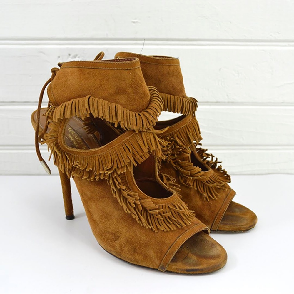 Aquazzura Suede Fringe Sandal #143-21